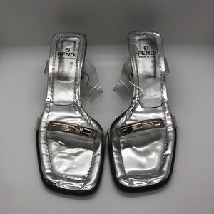 Vintage Clear Strap Silver Fendi Sandals